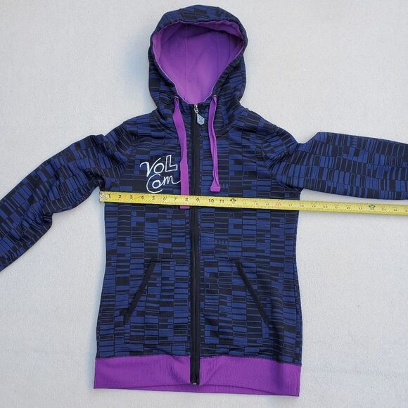 Volcom Black Navy Blue and Purple Hooded Zip-up Lightweight Jacket - Picture 5 of 15